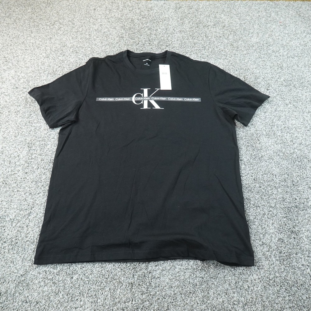 NEW Calvin Klein Shirt Mens L Black Logo Graphic Tee Short Sleeve T-Shirt Top
